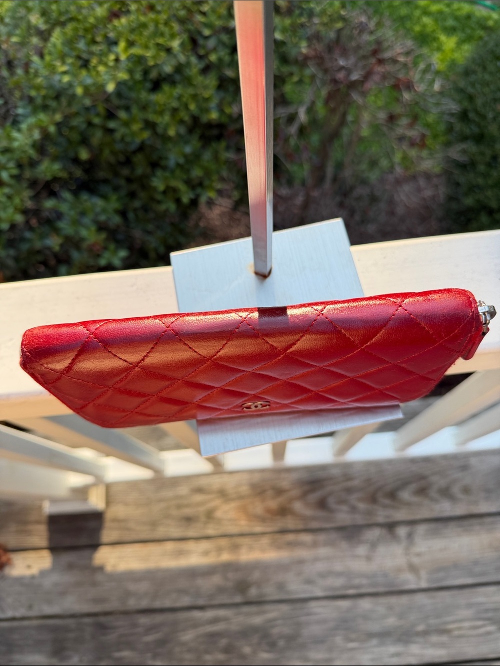 CHANEL Authenticated Quilted Caviar Leather Zip-Around Wallet in Burgundy/red - Picture 8 of 17